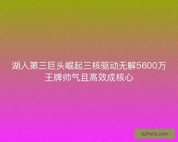 湖人第三巨头崛起三核驱动无解5600万王牌帅气且高效成核心