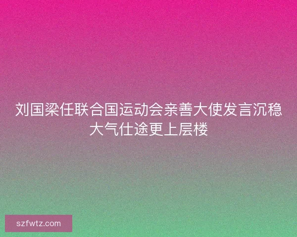 刘国梁任联合国运动会亲善大使发言沉稳大气仕途更上层楼